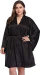 Bella Babe by SK Plus Size Luxury Silk Satin Robe for Women (5XL, Black)