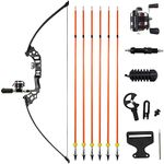 50" Recurve Bowfishing Kit 40lbs Bowfishing Bow with Reel Kits Archery Straight Bow for Outdoor Hunting Fishing (Black)