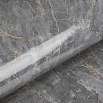 JSK ENTERPRISE Vinyl Marble Wallpaper Peel and Stick Waterproof Wallpaper for Home Kitchen Countertop Cabinet Furniture Oil Proof Kitchen Stickers (60X200) (Gray Wallpaper)