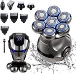 Detachable Head Shavers for Men, BestMal 5-in-1 Electric Razor, IPX7 Waterproof Head Shaver for Bald Men, Wet/Dry LED Display Rechargeable 7D Rotary Shaver Grooming Kit with Type-C Cord