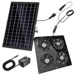 Solar Exhaust Fan,25W Solar Fan for Chicken Coop,Shed,Greenhouse & Attic Ventilation Cooling, Easy Installation,3500RPM,18FT Cord,IP67 Waterproof Solar Powered 4 Fan Kit