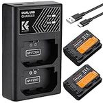 K&F Concept NP-FZ100 Battery Charger Set for Sony Alpha A7 III, A7R III (A7R3), A9, a6600, a7R IV, Alpha a9 II (2-Pack, Micro USB Port, 2280mAH)-Older Vers.
