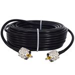 Boobrie 15M PL259 Cable CB Coax Cable RG58 Coax Cable PL259 Cable 50ohms CB Radio Antenna Cable UHF Male to UHF Male Low Loss UHF Extension Cable for Antenna SWR Meter Ham Radio Broadcast Telecom CCTV