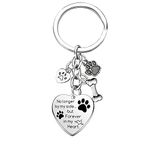 Dog Memorial Keychain Loss of Dog Gifts Paw Prints Charm Sympathy Gift for Loss of Pet Bereavement Gifts No Longer by My Side Forever in My Heart Key Chain