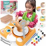 Kids Pottery Wheel Kit - Mini Pottery DIY Kit & Tools for Beginners with Clay and Sculpting Tools, Complete Painting Kit Supplies Arts and Crafts Toys Gifts for Kids 4-6 6-8 8-12 Year Old Boys Girls