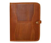 Handmade Genuine Leather Business Portfolio by HG-LTHR | Professional Organizer Men & Women | Durable Leather Padfolio with Sleeves for documents & Notepad Compatible with Ipad pro 12.9"