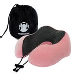 Makimoo Memory Foam Travel Pillow, Neck Pillow with 360-Degree Head Support, Comfortable and Lightweight, Ideal for Sleeping on Airplane, Car, Train, Bus and Home Use, Comes with Storage Bag (Pink)