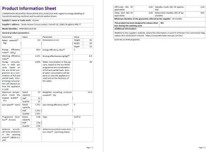 Hoover Integrated Washing Machine, 9kg 1400RPM – White/Chrome