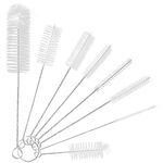 YUNGMAX Small Bottle Brush Set, 8PCS Nylon Straw Cleaner Pipe Brushes for Washing Narrow Neck Water Bottles Jars Teapot Spout (White)