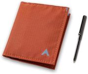 Allett Hybrid Card Wallet & Pen Bundle | Potters Clay, Nylon, RFID Blocking, Vertical Layout | Slim, Minimalist, Bifold, Card Holder, Water Resistant | Holds 3-10+ Cards, Cash | Stainless Steel Pen