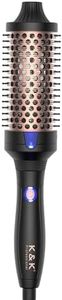 K&K Thermal Brush Keratin Protect Heated Barrel Hot Hair Brush Ionic Smooth Shine Volumize Comb Dual Voltage Hair Straightener Curler Styling Tool 38 mm (Black, 38 mm)