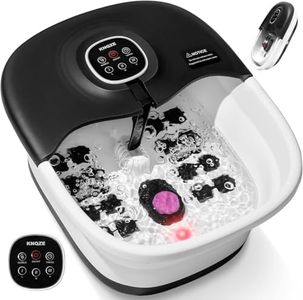 KNQZE Foot Spa Massager with Heater,Foldable Foot Bath Bowl with Bubbles,16 Massage Rollers and Red Light,Remote Control,Footspa and Massager for Care Your Feet and Relieve Pressure,Black