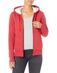 Amazon Essentials Women's Sherpa-Lined Fleece Full-Zip Hooded Jacket (Available in Plus Size), Red Heather, X-Small