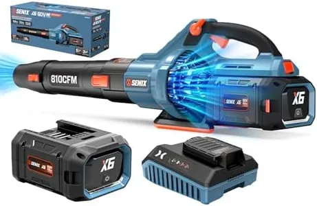 SENIX Leaf Blower, X6 60V Max Electric Cordless Leaf Blower, Up to 810 CFM and 170 MPH, Variable Speed, Handheld, Includes 4.0Ah Battery and Charger (BLAX6-M1)