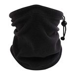 Winter Neck Gaiter Women Balaclava Windproof Neck Warmer for Men Cold Weather Face Scarf (Black)