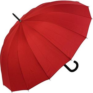 iX-brella Ombrello lungo, di alta qualità, 16 pezzi, con sistema automatico resistente alle tempeste, Colore: rosso, 100, Ombrello automatico