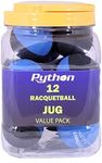 Python RG Multi Colored Racquetballs (Value Pack - 12 Ball Jug/Endorsed by Racquetball Legend Ruben Gonzalez!)(Black/Blue)