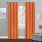 MYSKY HOME Orange Curtain 84 Inches Long Blackout Thermal Insulated Curtain Light Blocking Grommet Window Treatment for Living Room Kitchen, 1 Piece