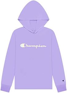 Champion Heritage Girls Long Sleeve Hooded Tee Shirt Big Kids Clothes (Signature Enchanted Lilac, Large)