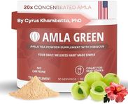 Amla Powder & Green Tea Superfood Supplement with Hibiscus, 20x Ultra Concentrated Amla, Antioxidant Support, Made with Oolong Tea and Indian Gooseberries, Organic, Vegan, Hibiscus, 30 Servings