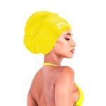 BRDLOCK Large Swim Cap for Women Swimming Cap for Braids Dreadlocks Long Hair Locs 100% Silicone Waterproof Swimming Cap Keep Your Hair Dry (X-Large, Yellow)