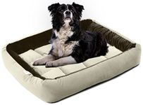 Pet's BFF Reversible Rectangle Sofa Bed for Dog & Cat with Insert Small Size, 50 x 65 Cm, Thickness-15cm, Premium Velvet, Brown + Cream