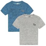 chopper club Boys Sports T Shirts Polyester Lycra Zip Dry Pack of 2 Tees Ultra Soft| Super Wick Light Grey & Blue 32