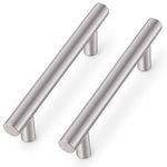 Probrico 10 PCS Kitchen Door Handles Hole Spacing 96mm Stainless Steel Kitchen Cabinet T Bar Handle Diameter 12mm Drawer Pulls Knobs