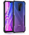 WOW IMAGINE Shock Proof Clear Back Case Mobile Cover for Xiaomi Redmi 9 Prime | Poco M2 (Hard | Hybrid PC + TPU | Full Armour Device & Camera Protection | Black)