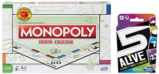 Monopoly India Edition Game & Hasbro Gaming 5 Alive Card Game, Multicolor