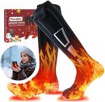 Ferdiiz Heated Socks 9000mAh*2 with Detachable Hand Warmers, Rechargeable Electric Winter Socks for Men & Women, for Outdoor Hunting, Skiing, Camping
