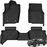 AUTOSAVER88 Floor Mats for 2024 2025 Toyota Tacoma Double Cab, All Weather TPE Floor Liners Custom Fit for 2024 Tacoma Automatic Transmission Non Hybrid, Front & Rear 2 Row Car Mats Accessories, Black