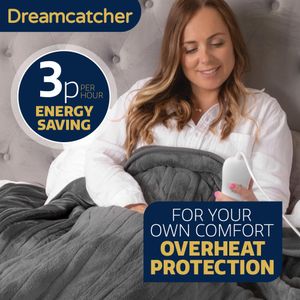 Dreamcatcher Heated Throw Blanket – Grey Electric Fleece