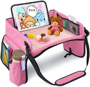 [New Version] Car Seat Organizer Kids Travel Tray for Kids Essentials Carseat Table Tray Road Trip Activities Toddlers Activities in Car Seat, Stroller, Airplane