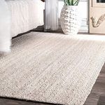 Avgari Creation Rug Jute White Rectangle Hand Braided Home Decorative Area Rug (90 x 150 Cm (3x5 Feet))
