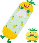 Moosth Kids Sleeping Bag with Pillow Toddler Fluffy Sherpa Winter Blanket Camping Sleeping Bags for Boys or Girls (Pineapple, 137 x 50cm)