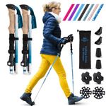 Walking Sticks for Women - 14.5” Foldable Hiking Poles for Backpacking, Exercising and Traveling, Set of 2 Aluminum Nordic Collapsible Trekking Poles (115-135cm, Light Blue)