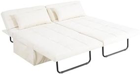 Naomi Home Sleeper Chair Bed 4 in 1 Multi - Function Convertible Ottoman Bed Breathable Linen Chair Sofa with Adjustable Backrest Convertible Chair Sleeper for Living Room Cream Set of 2