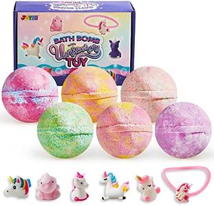 JOYIN Paquete de 6 Bombas de Baño de Burbujas con Juguetes Sorprendentes de Unicornios en el Interior, Baño de SPA de Aceite Esencial Natural, Regalo de Cumpleaños para Niños y Niñas