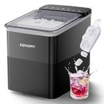 EUHOMY Countertop Ice Maker, One-Touch Control, 9 Cubes 2 Sizes, Produces 12kg/24h, Automatic Cleaning, Smart Reminders, Transparent Lid, Black, Suitable for Office/Kitchen/Bedroom/Living Room/Bar