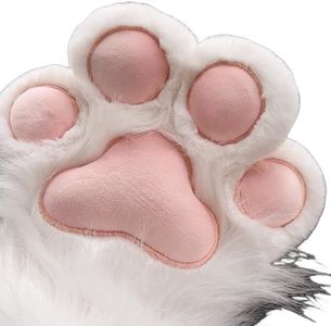 Ekwikzz Plush Furry Cat Claw Gloves - Faux Fur Fox Paws Mittens for Halloween Cosplay Costume - Adorable Animal Accessories, Wh Ek7