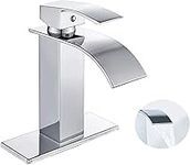 YBlucklly Waterfall Spout Single Handle Bathroom Faucet Chrome Modern Single Hole Bathroom Sink Faucet Rv Lavatory Faucet Basin Washbasin Faucet with Deck (1 or 3 Hole)