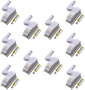 lovejoyou Cupboard Battery Smart Night Light - 10 Set LED Wardrobe Sensor Lights - Kitchen Cabinet Wireless Hinges Lamp for Indoor Closet, Under Cabinet, Cabinets, Student Locker Includes Batteries