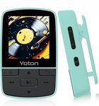 Yoton MP3 Player with Bluetooth 5.2, Expandable to 64GB, Mini Size, HiFi Music, with Sports Clip, FM Radio, Includes Headphones, Green(No TF Card Included – Insert Card to Use)