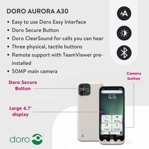 Doro Aurora A30 Senior Smartphone – Easy-to-Use Mobile Phone