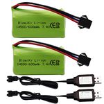 Blomiky SM-3P Plug 7.4V 2S 600mAh 4.44Wh Battery and USB Charger Cable Suitable for G03060R New Version Amphibious RC Trucks/ C60 Battery 2 New