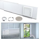 Pearwow Dryer Vent Window Kit for 4" Diameter Dryer Vent Hose,Adjustable Window Vent Kit with Louvered Dryer Vent Cover Stop Birds Nesting for Sliding and Hung Windows Up to 47Inches