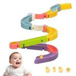 Kidology Small Duck Slide Track Bath Toys, Bathtub Fun Construction Toy Game for Kids, Slide with Tiny Yellow Ducks (20 Pcs Set)