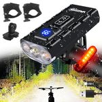 Best Bike Lights for Night Riding 2022 Most Powerful Mountain Bike Light 8000 Rechargeable Bicycle Lights Front Rear MTB Light Enduro Trail Riding Brightest Headlight Off-Road Cycling Commuting