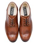 Boys Faux Leather Brogue Dress Tan Brown Shoes Lace Up Formal Wedding Pageboy Footwear UK Size Toddler 6